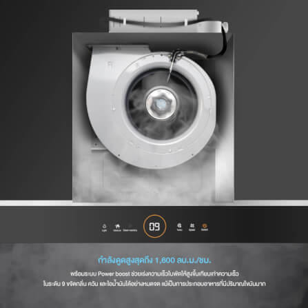เครื่องดูดควันติดผนัง EVE HC-OLYMPUS-90 ขนาด 90 ซม. สีเงินสแตนเลส แผงควบคุมกระจกนิรภัยสีดำ_3